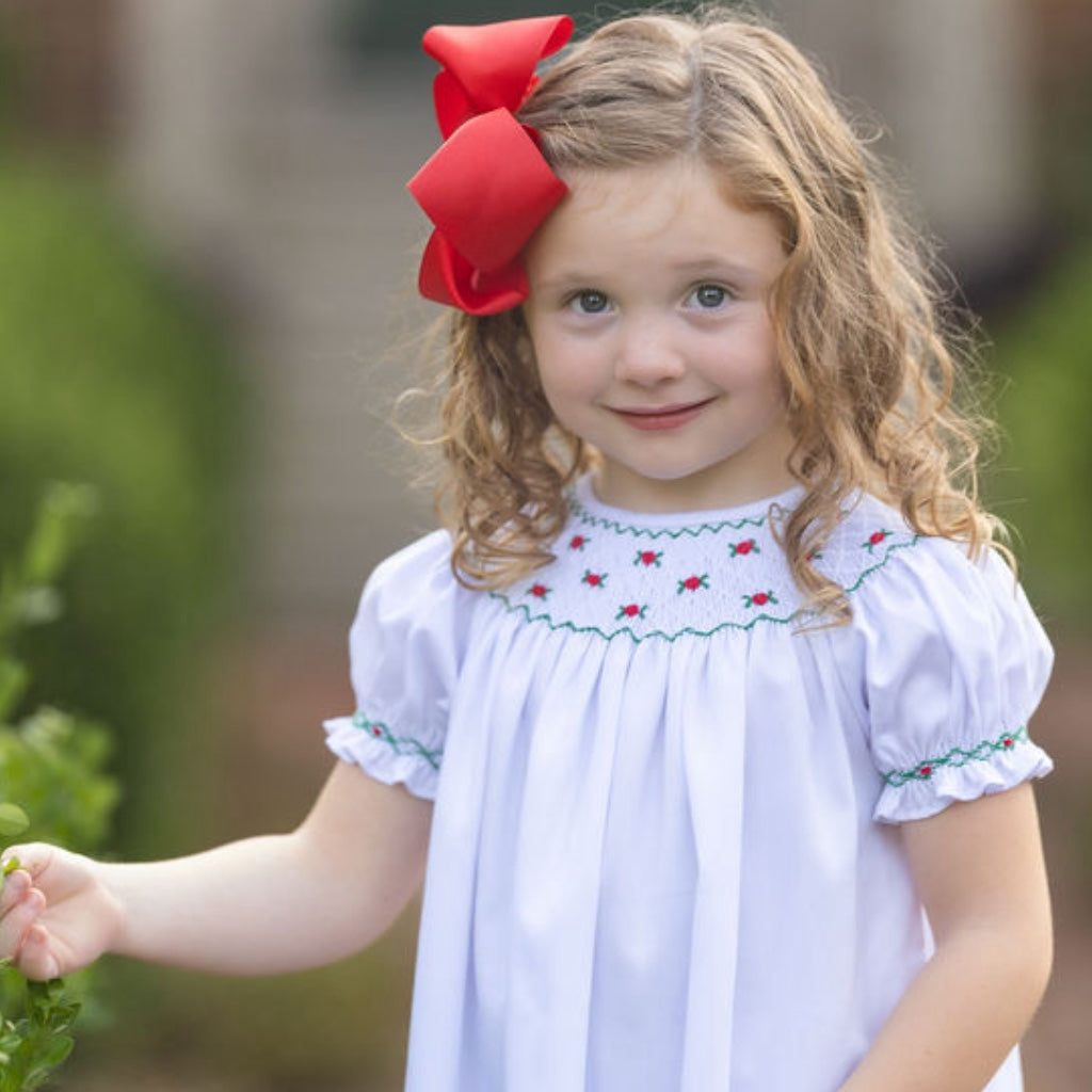 Hand Smocked Christmas Bishop for Girls