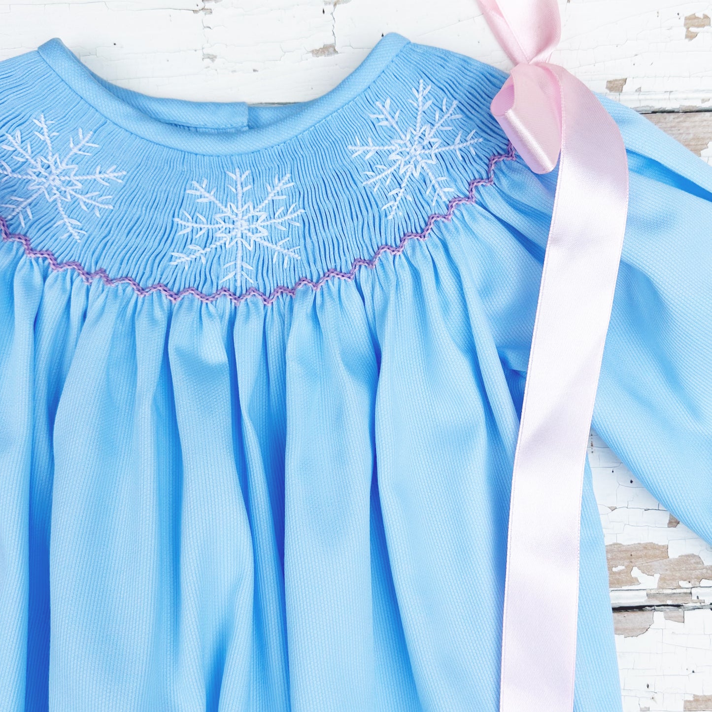 Hand Smocked Snowflake Romper
