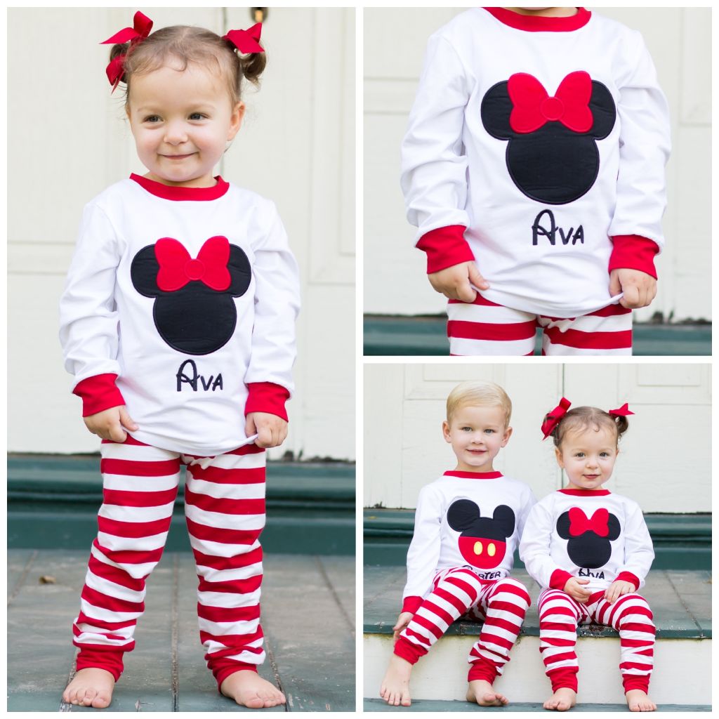 Girls Minnie Mouse Pajamas Monogrammed Name