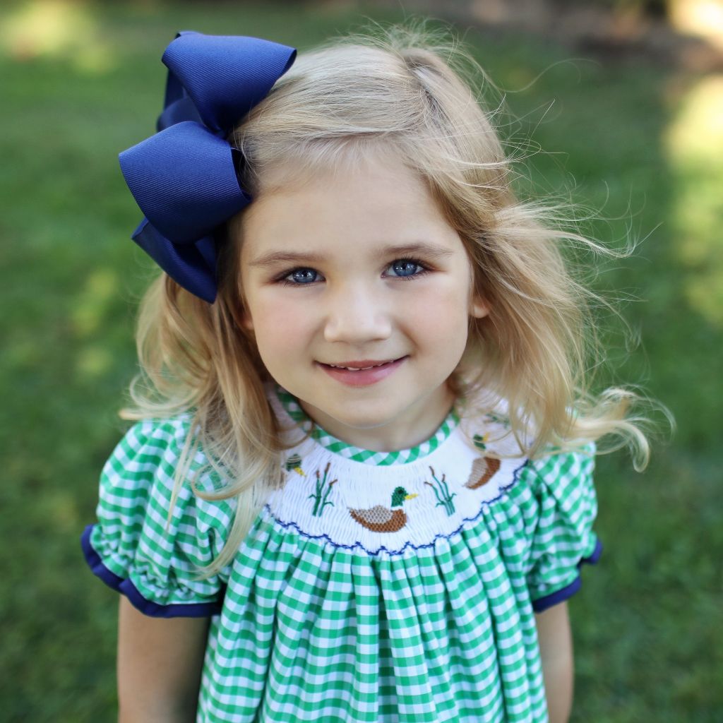 Girls Smocked Bishop Dress with Mallard Ducks