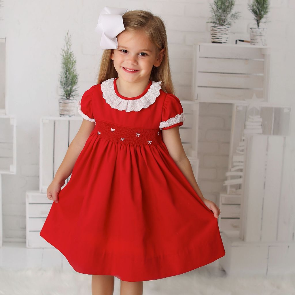 Regal Red Smocked Bow Dress 3m Regal Red Smocked Bow Dress 3m