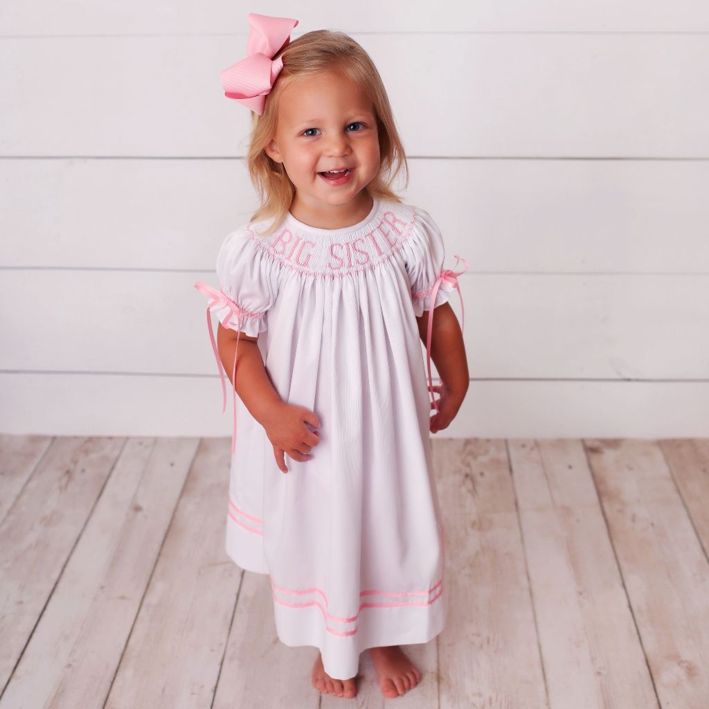 Smocked Big Sister Bishop--Pink 6 Smocked Big Sister Bishop--Pink 6