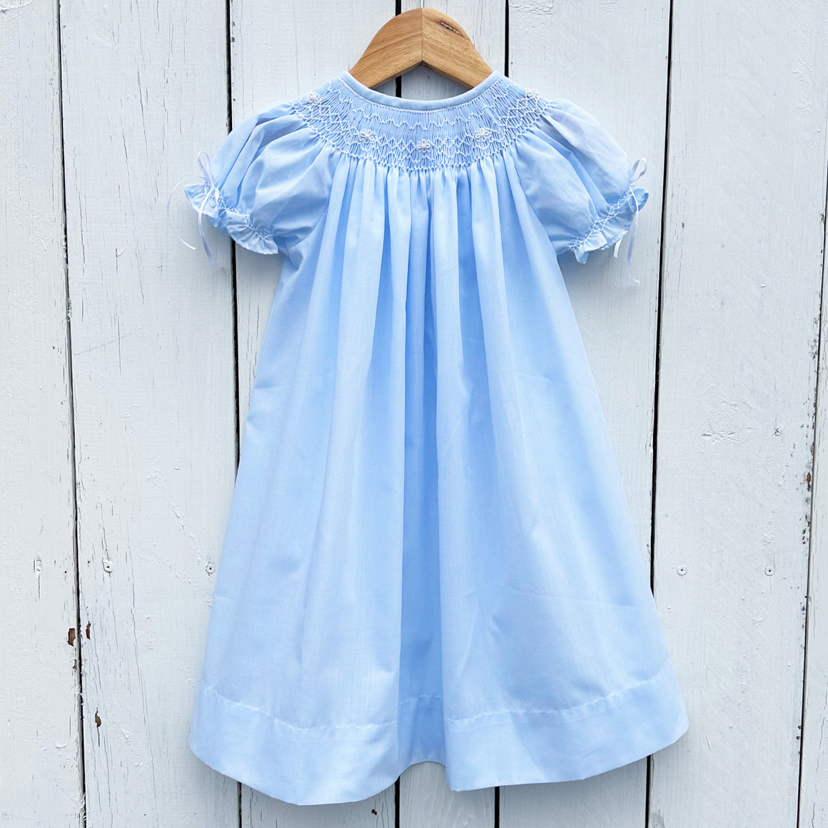 Girls Blue Smocked Dress