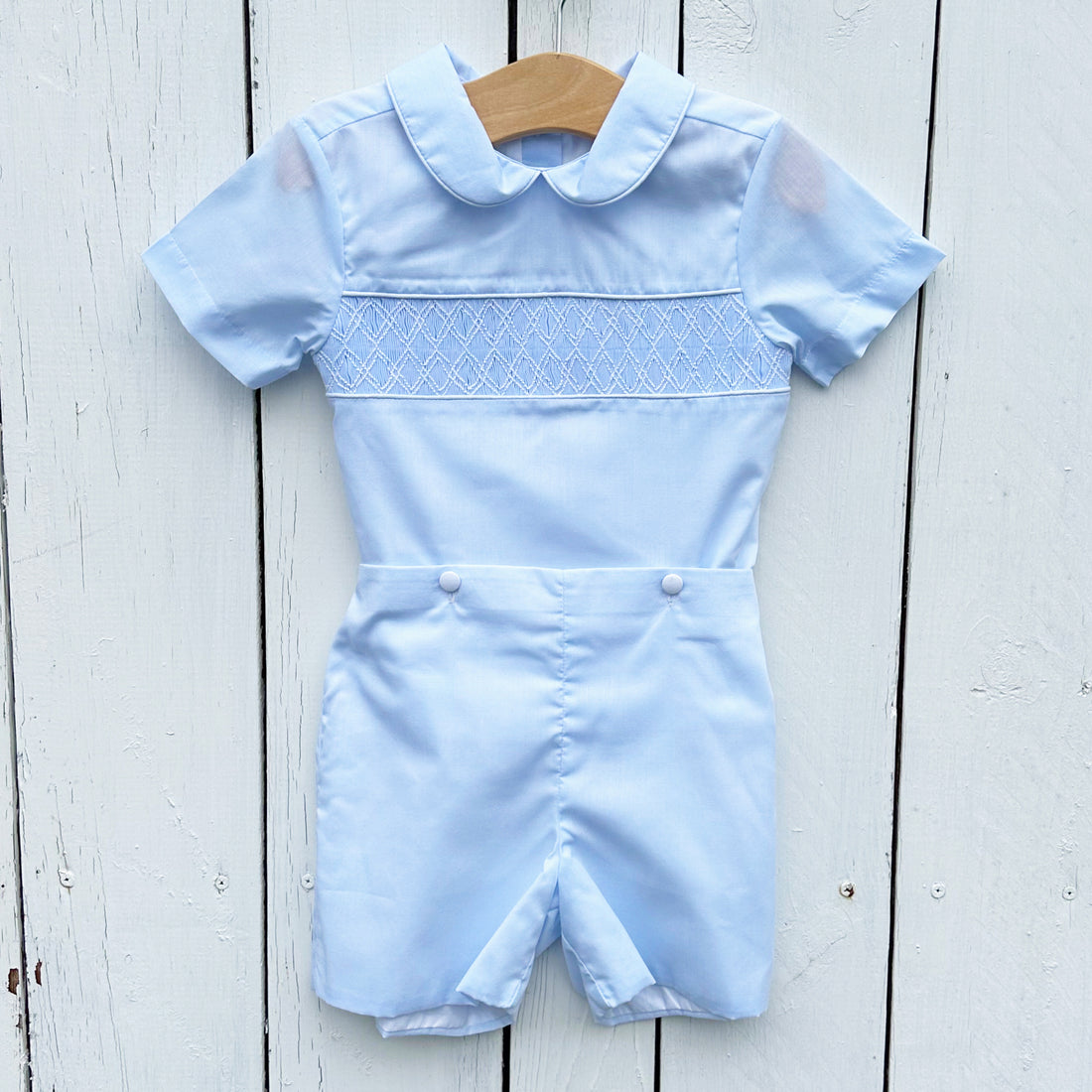 Blue Batiste Smocked Shorts Set main image 0