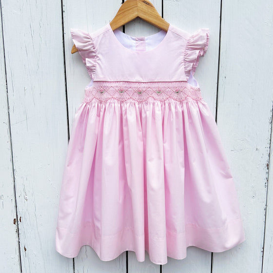 Girls Pink Smocked Dress