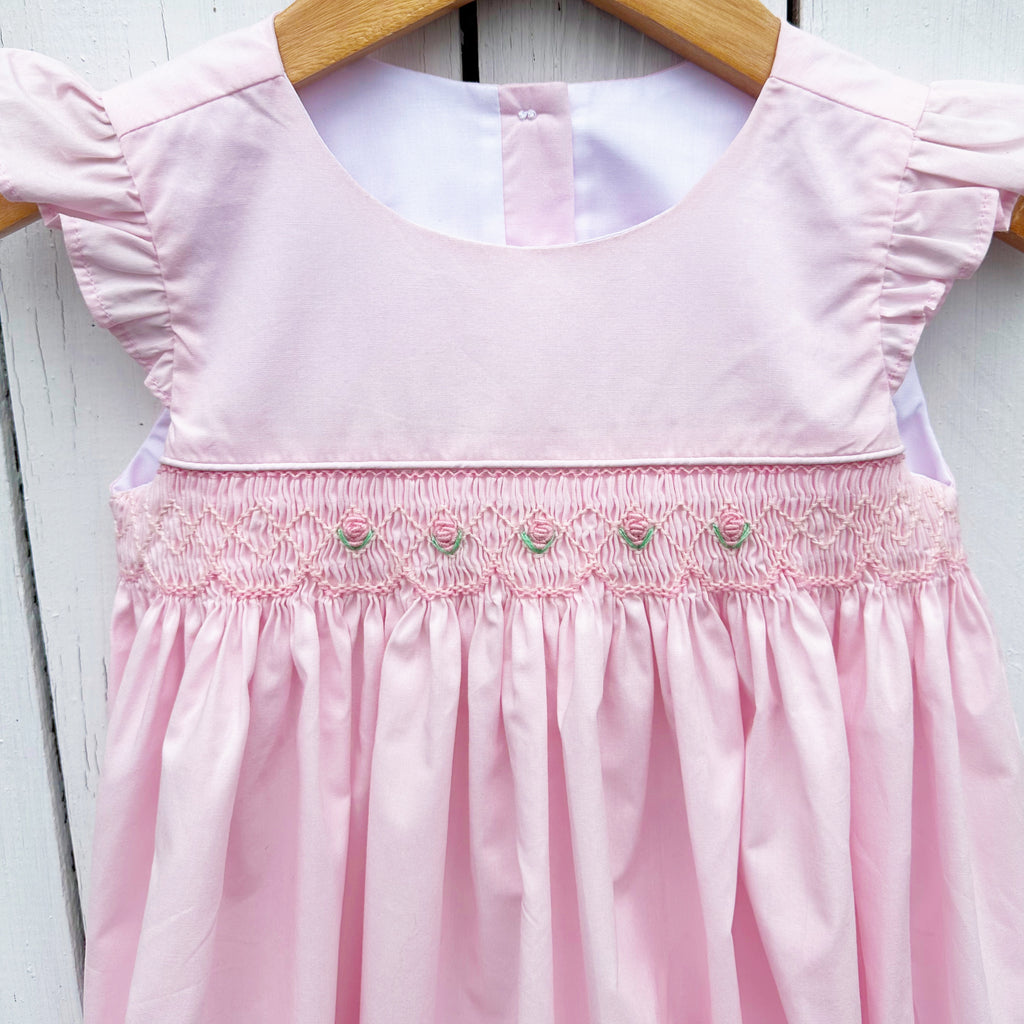 Little Girls Pink Smocked Bubble Outfit Easter