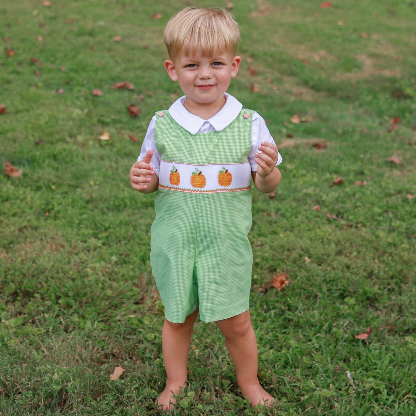 Pumpkin light blue gingham strap jon jon main image 1