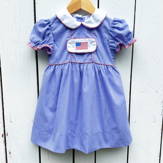 American Flag Embroidered Dress for Girls