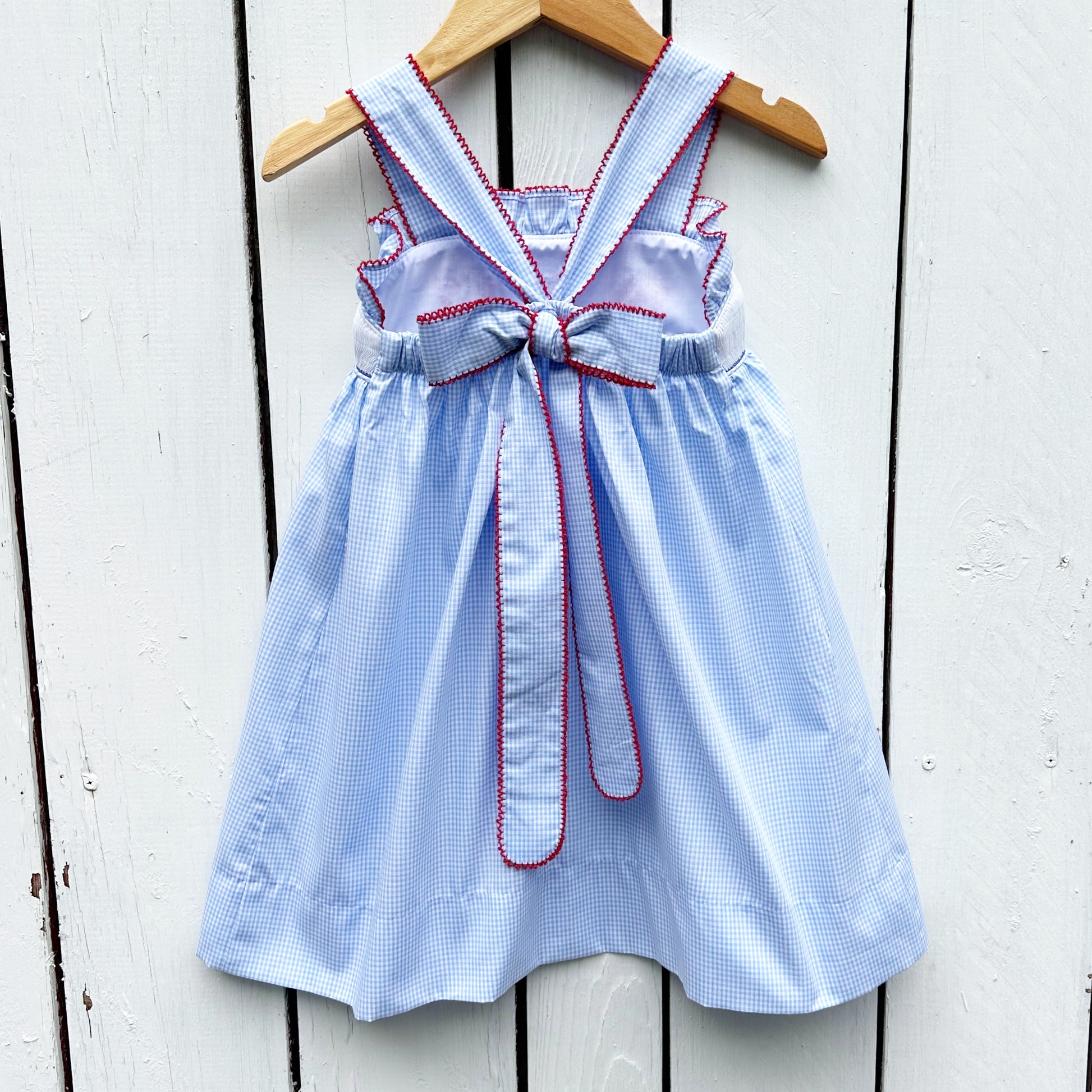 Girls Blue Gingham Flag Dress