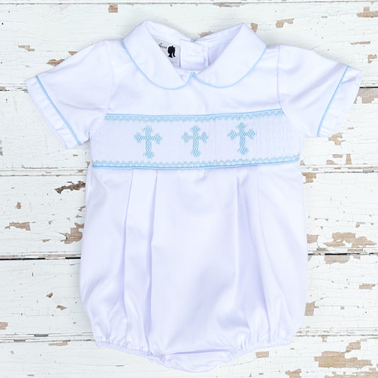 Baby Boys Smocked Cross Bubble Romper