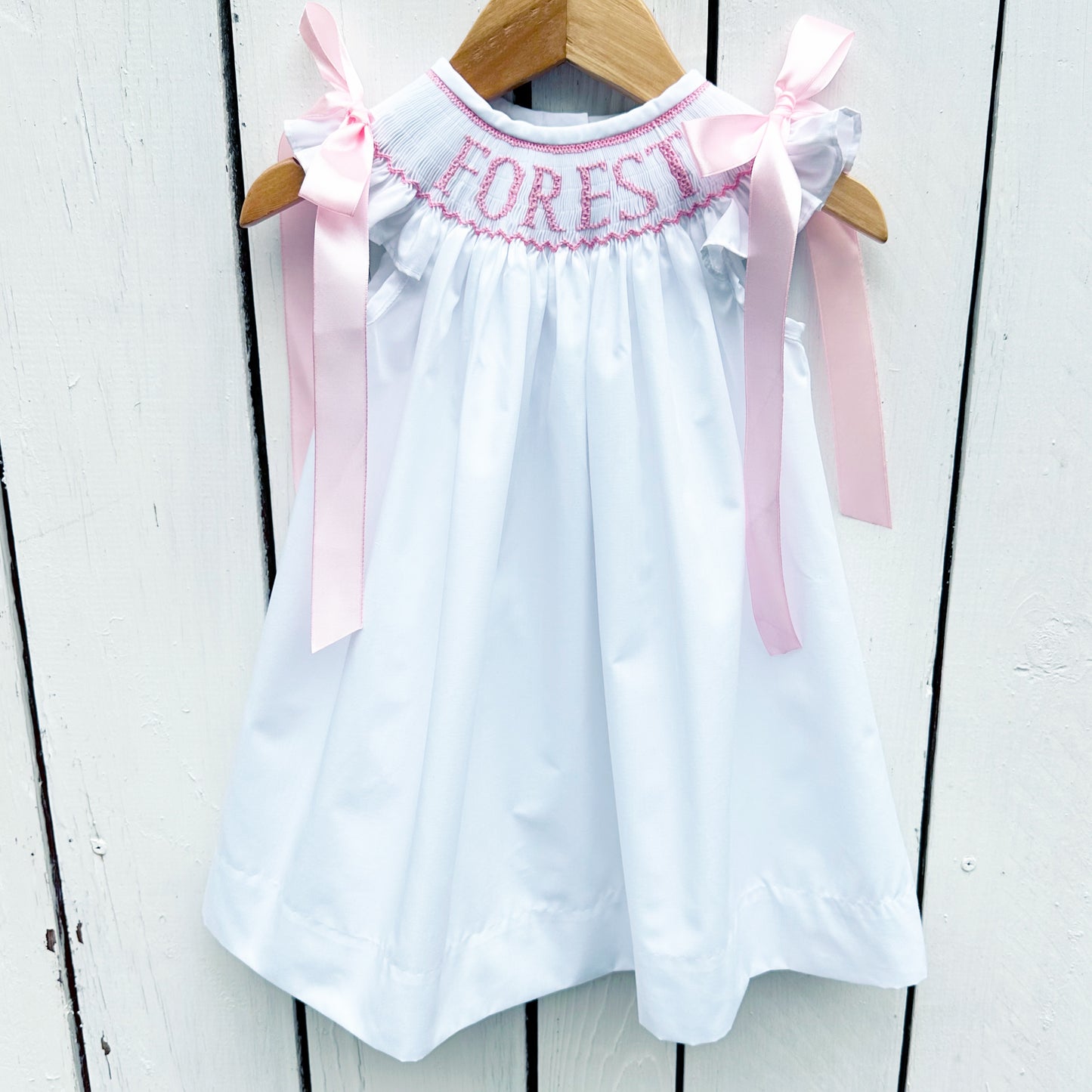 Custom Name Hand Smocked Bishop Dress Pre-Order