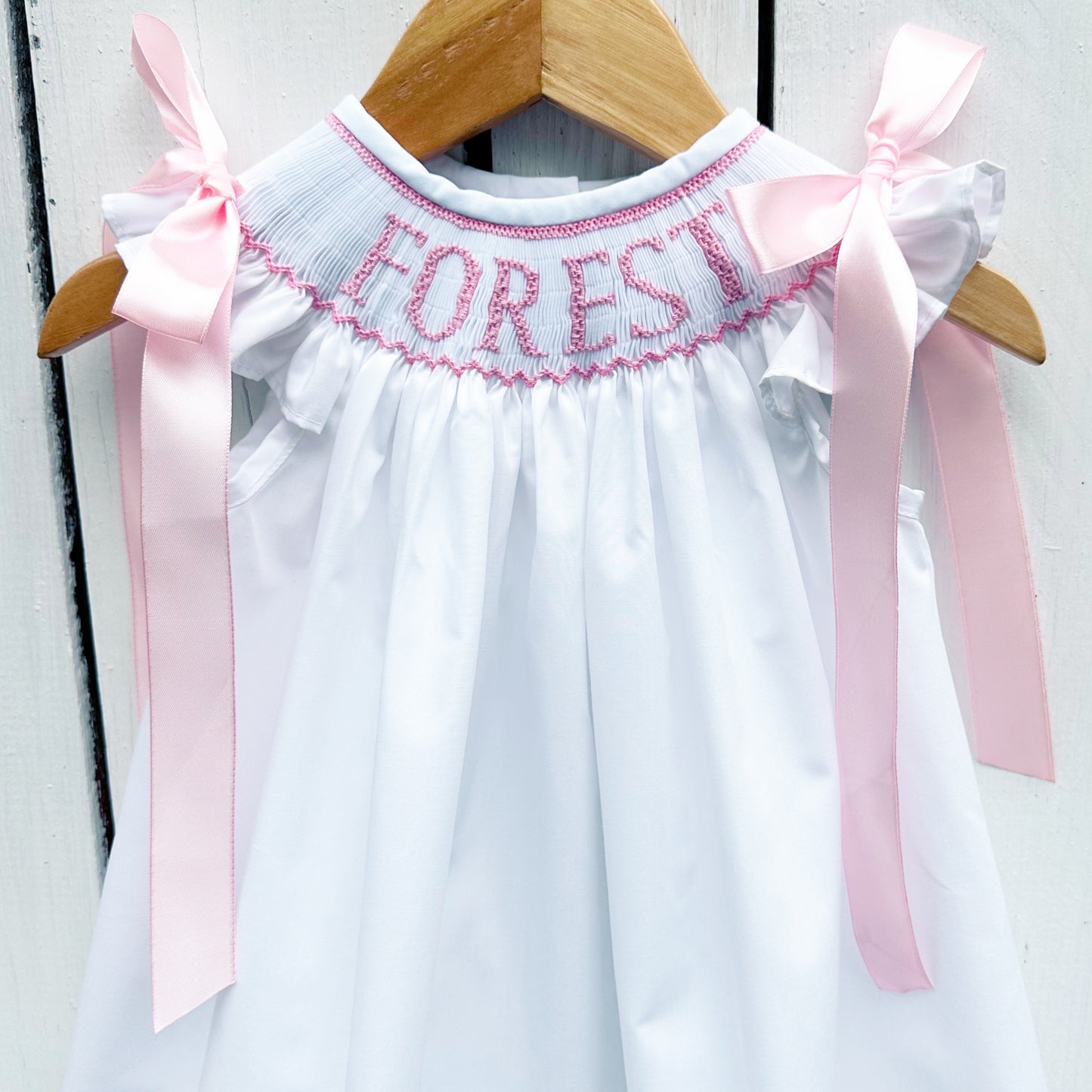 Custom Name Hand Smocked Bishop Dress Pre-Order