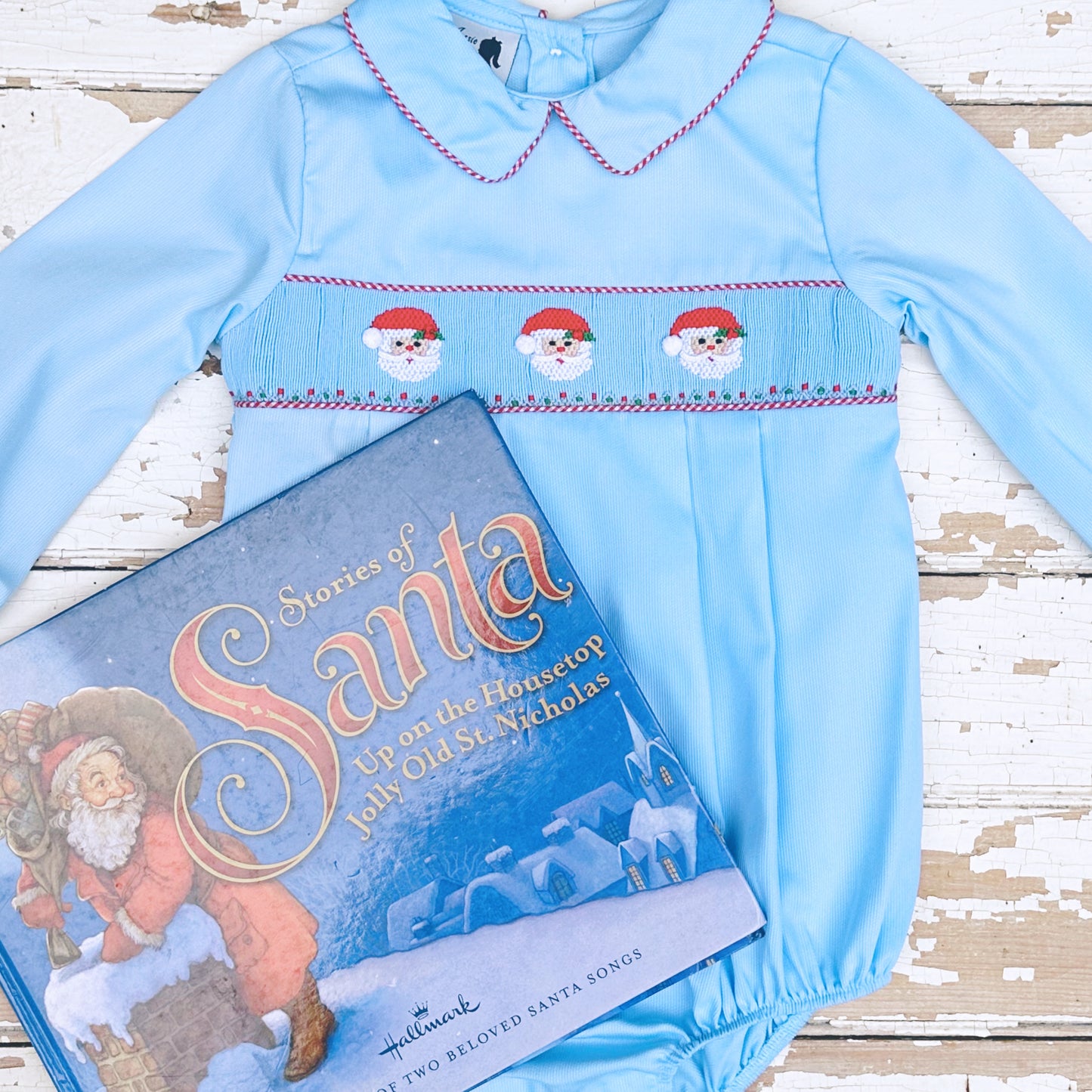 Blue Smocked Santa Bubble for Boys
