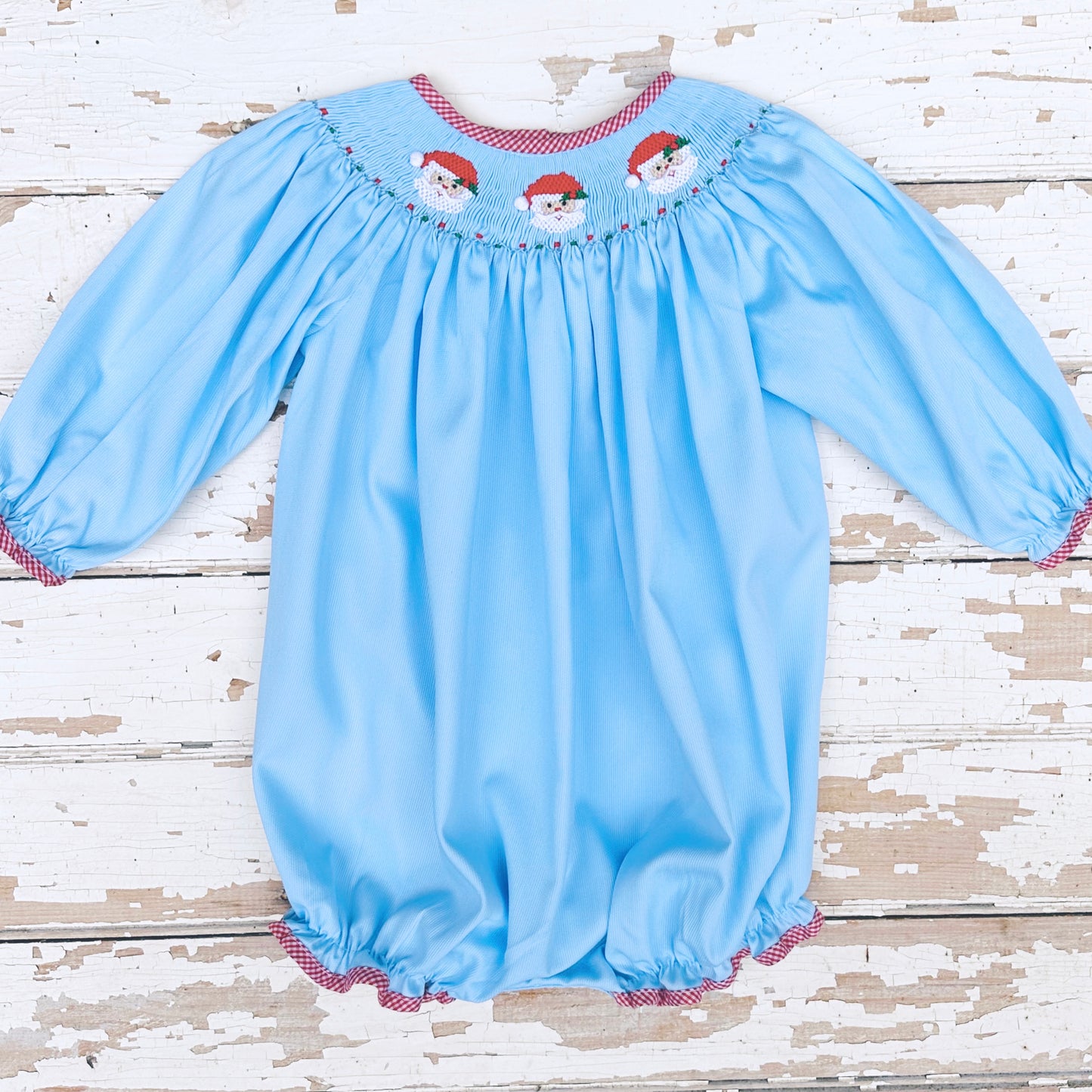 Blue Smocked Santa Bubble