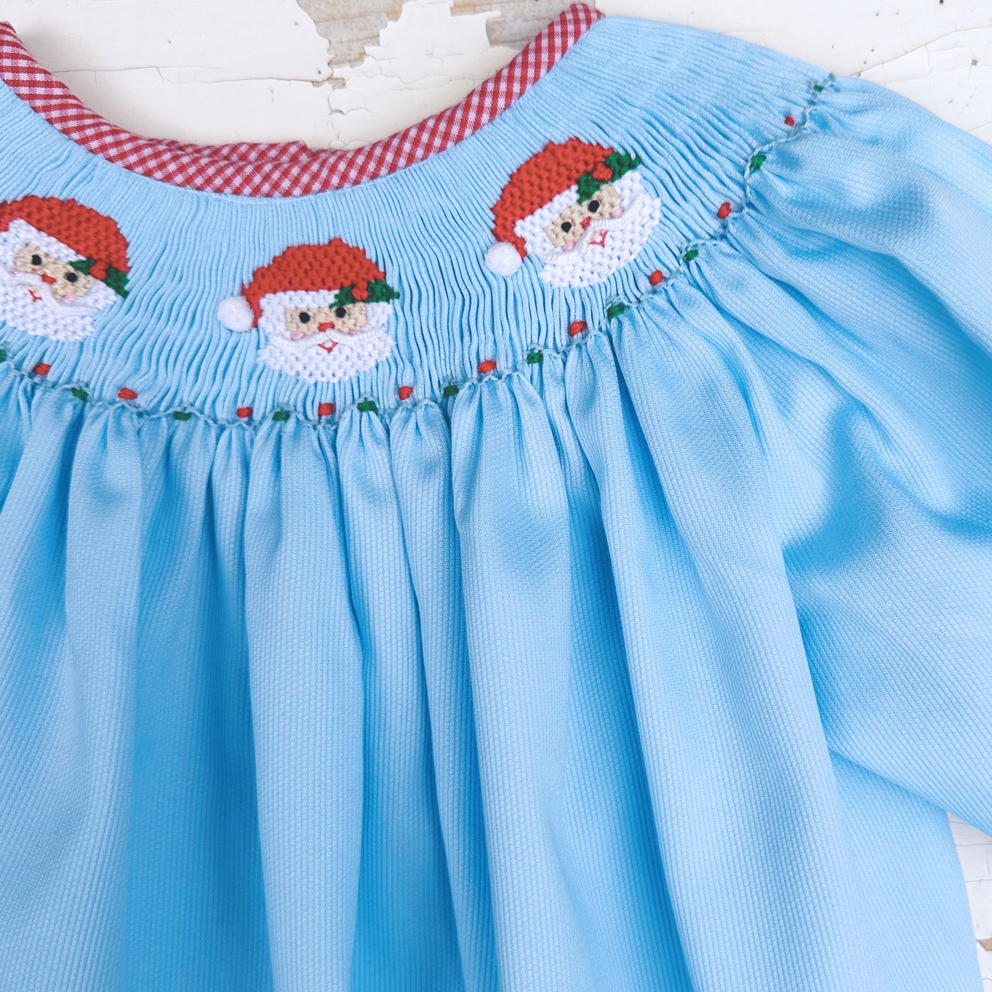 Blue Smocked Santa Bubble
