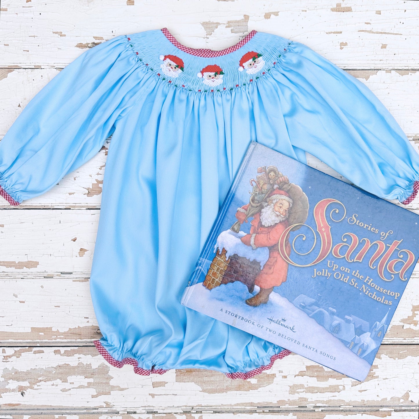 Blue Smocked Santa Bubble