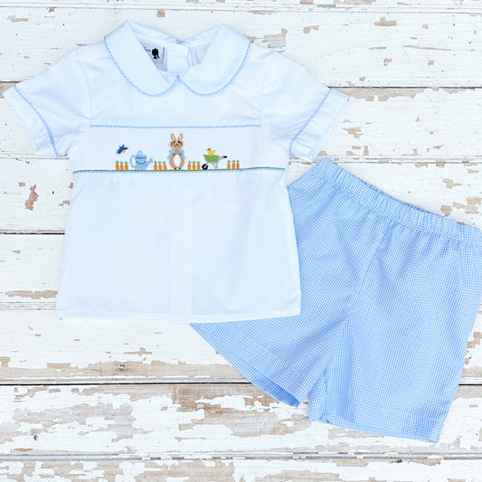 Smocked Peter Rabbit Shirt and Shorts