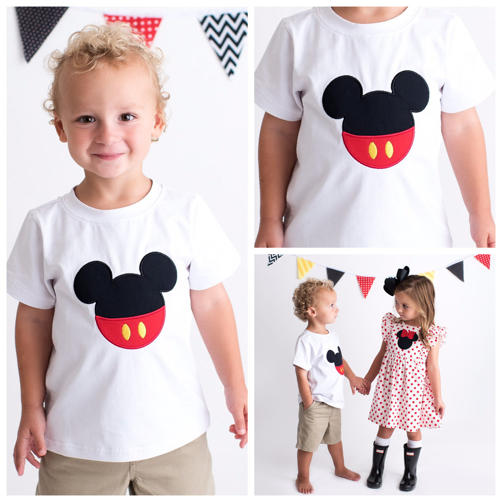 Boys White Shirt with Disney Mickey Mouse Applique