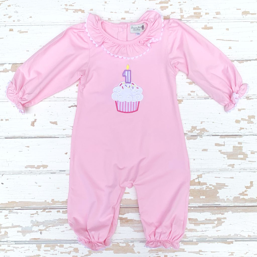 Baby Girls First Birthday Outfit Cupcake Romper