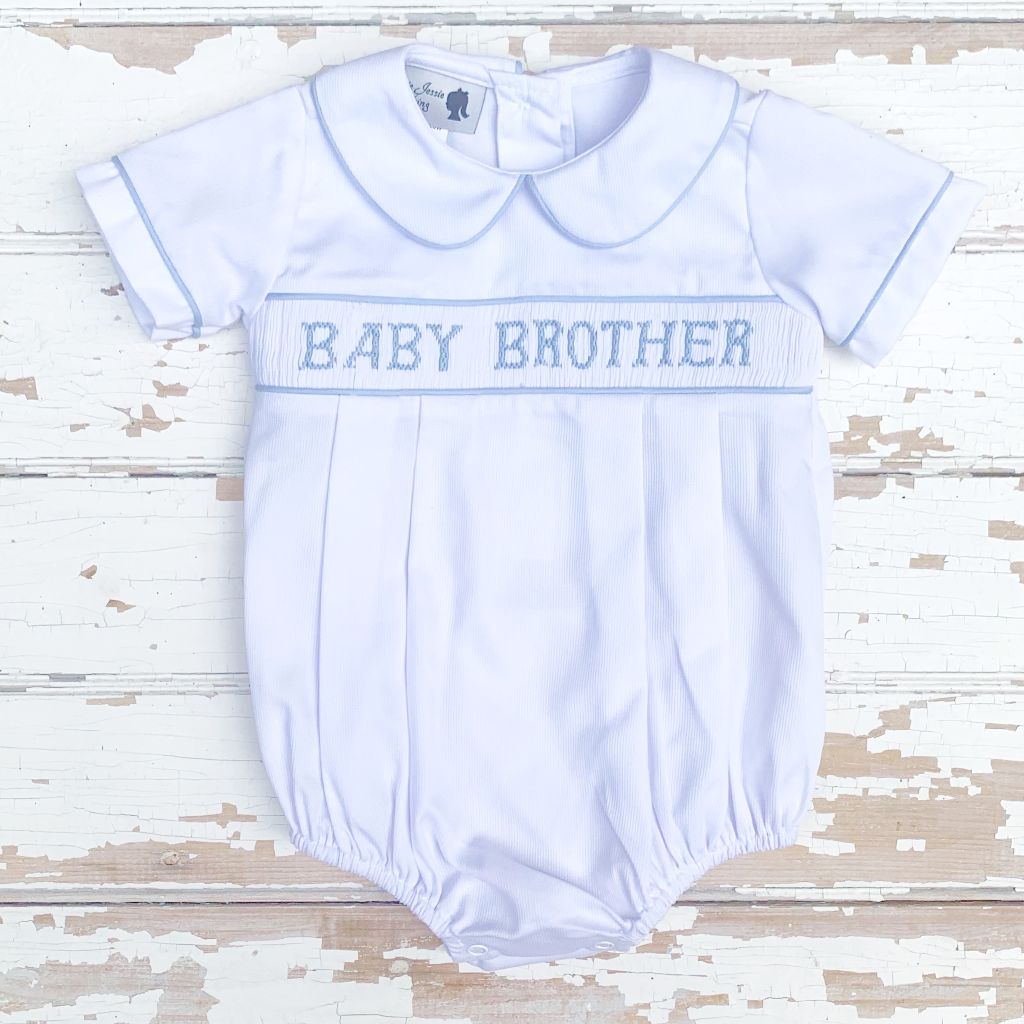 Smocked Baby Little Brother Bubble Outfit
