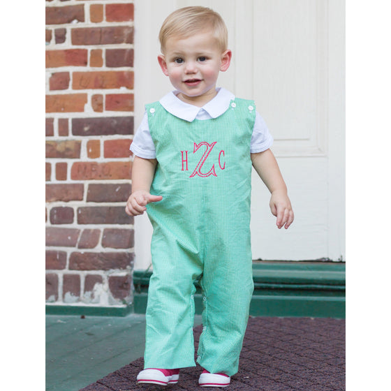 Green Gingham Longall Free Monogram Christmas Boy Outfit