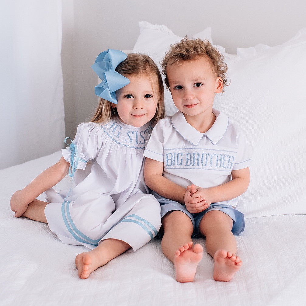 Smocked Big Sister Bishop--Blue