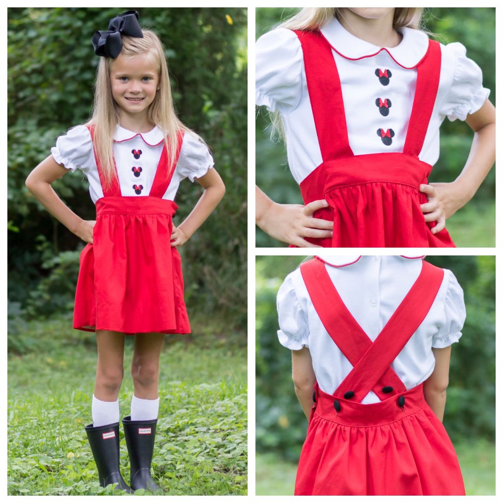 Girls Disney Minnie Mouse Suspender Skirt Outfit