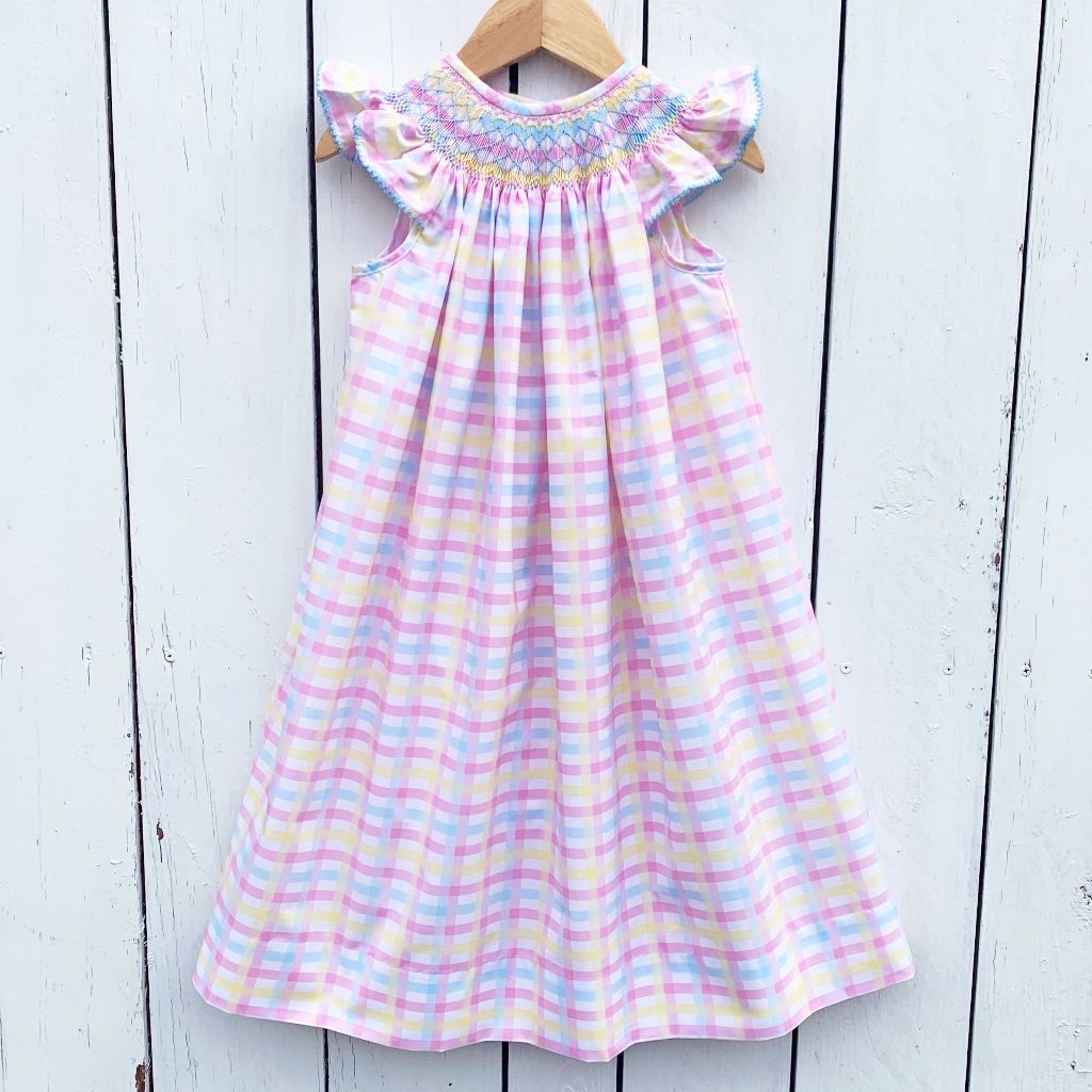 Claire & Charlie Baby / Toddler Girls Yellow Lemon Print Smocked Bishop Dress