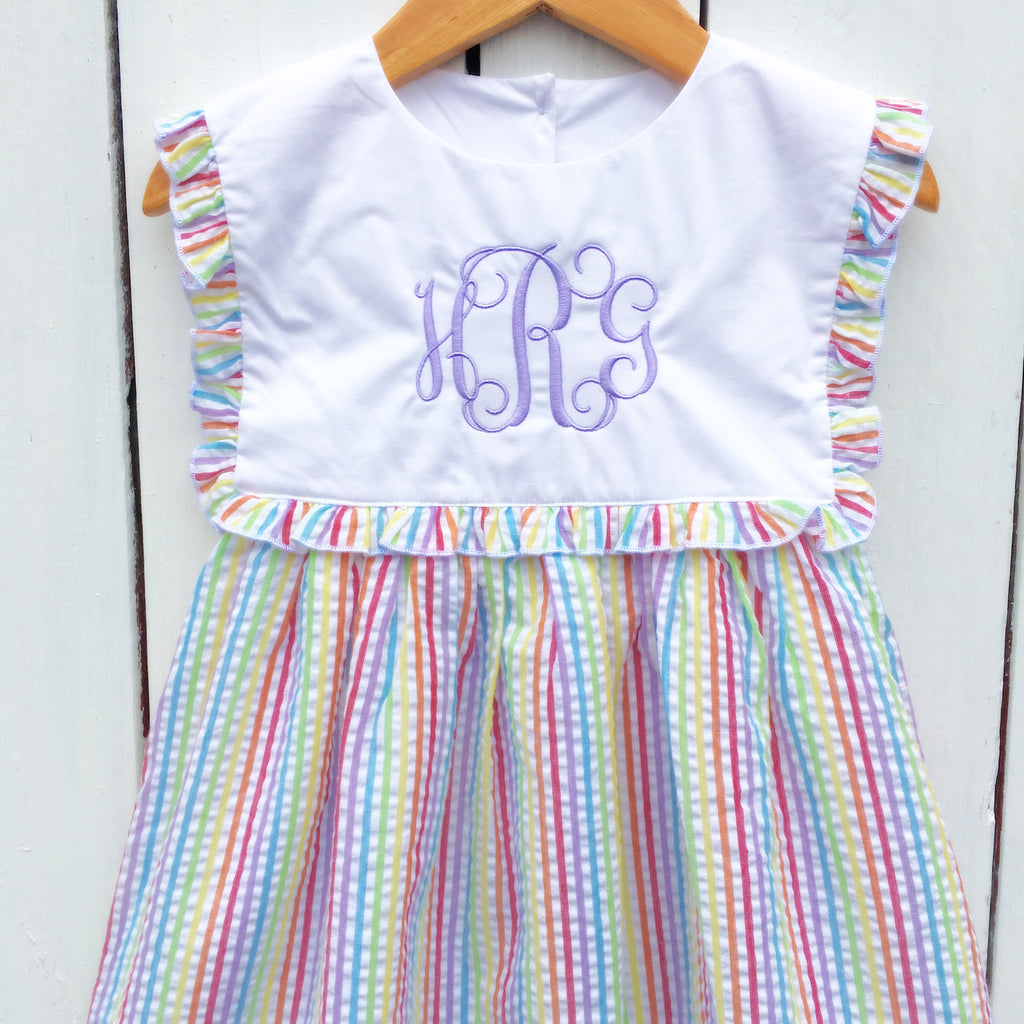 Rainbow Dress for Girls Monogram Colors