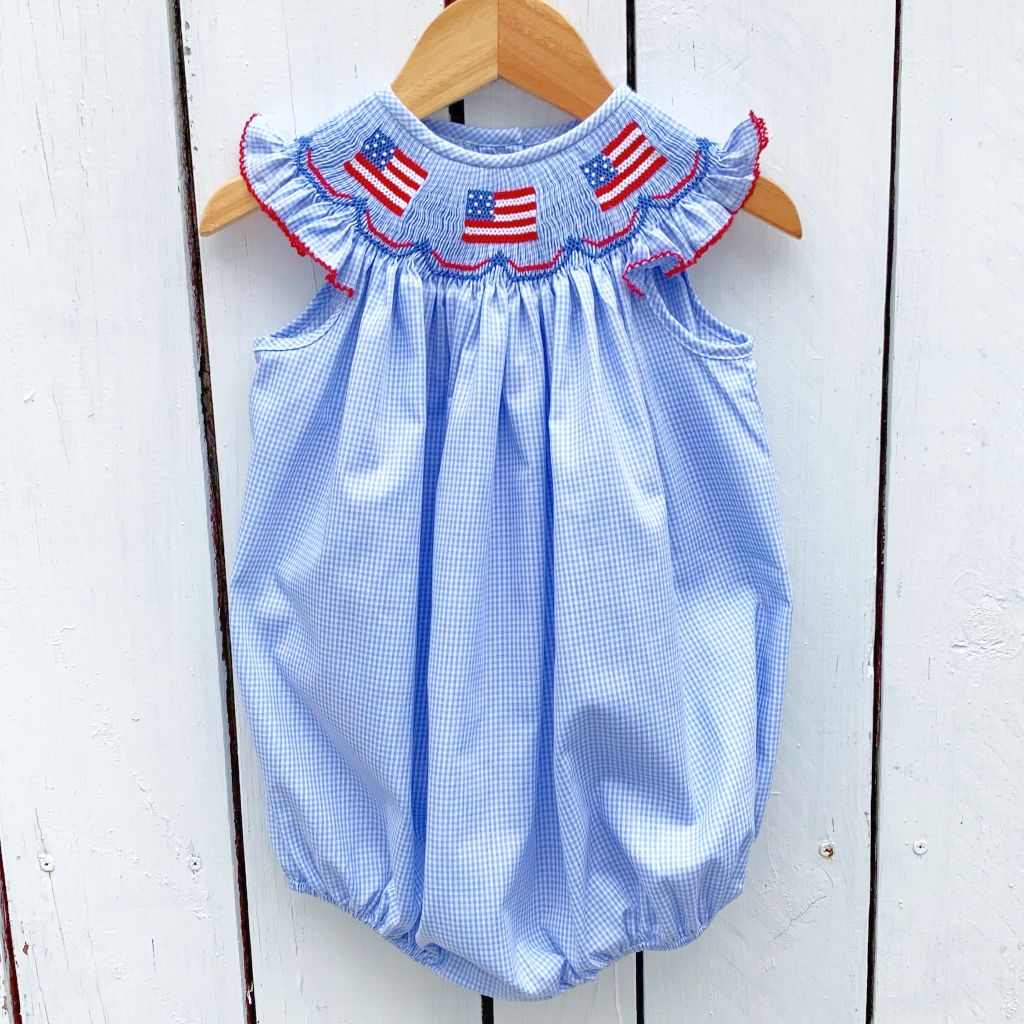 Smocked Flag Bubble July 4th Outfit