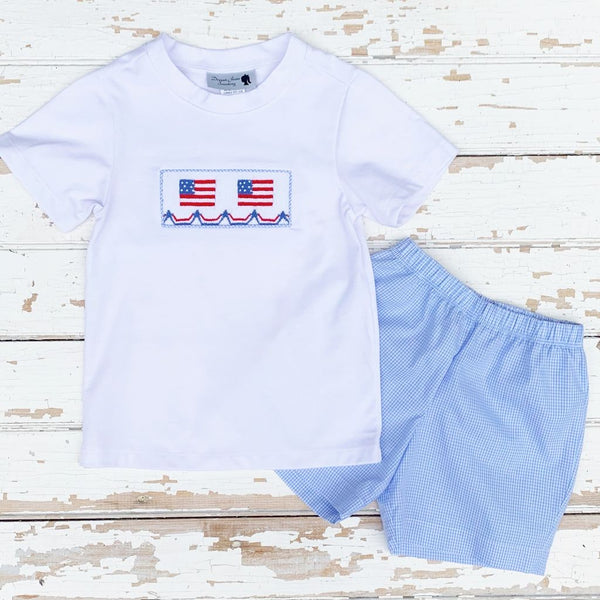 Smocked Flag and Star Short Set Dressie Jessie Smocking