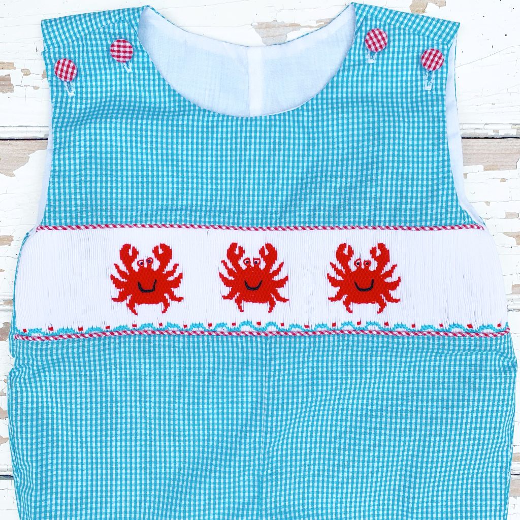 Boys Smocked Crab Shortall Beach Jon Jon