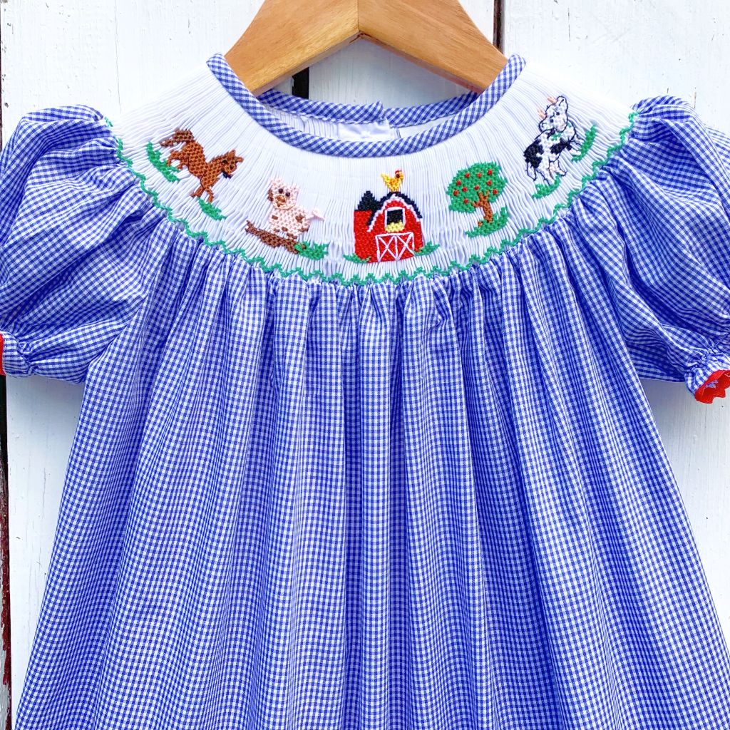 Hand Smocked Girls Farm Bubble Bishop