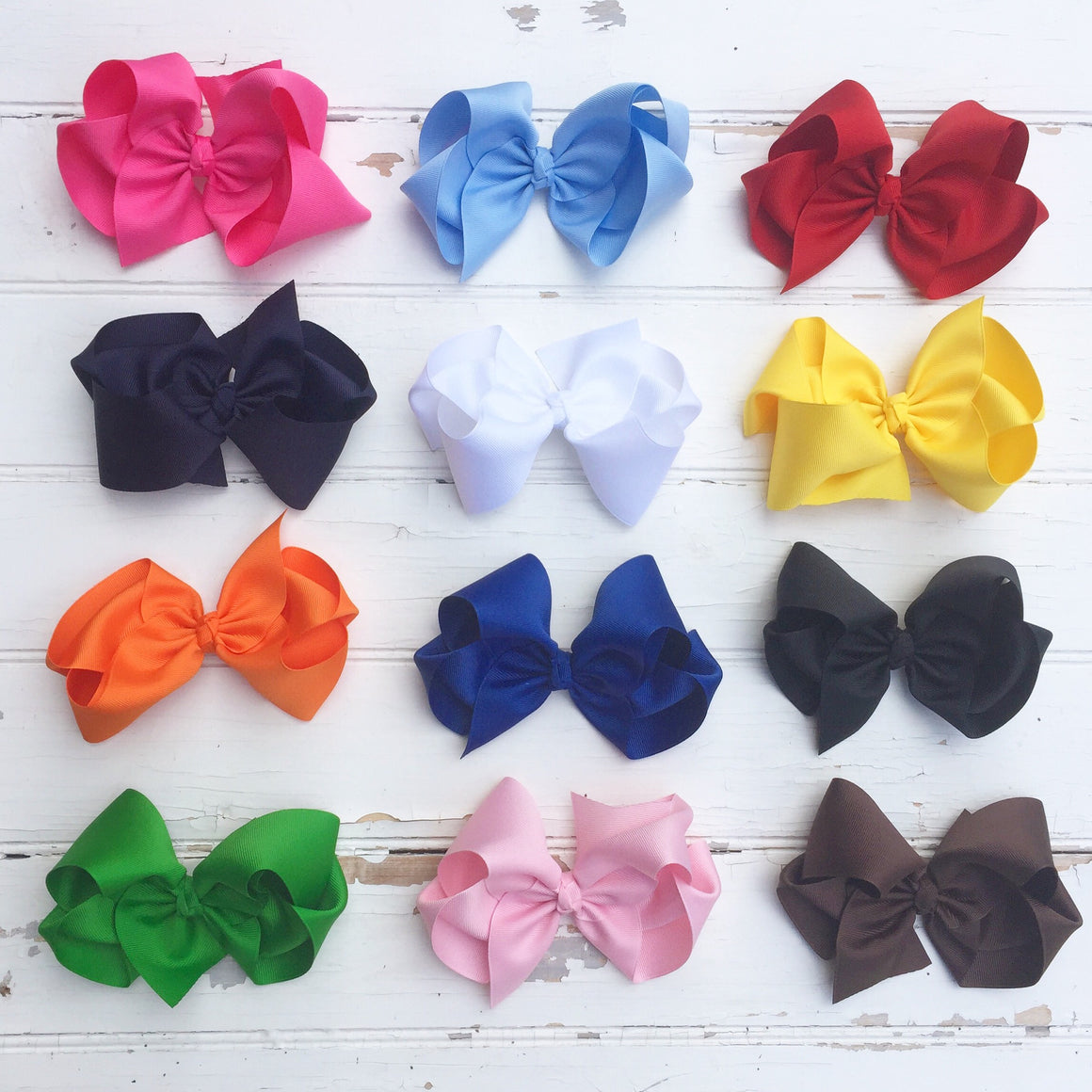 Classic 5" Hair Bow in Pink Blue Red Black White Yellow Orange Green Brown