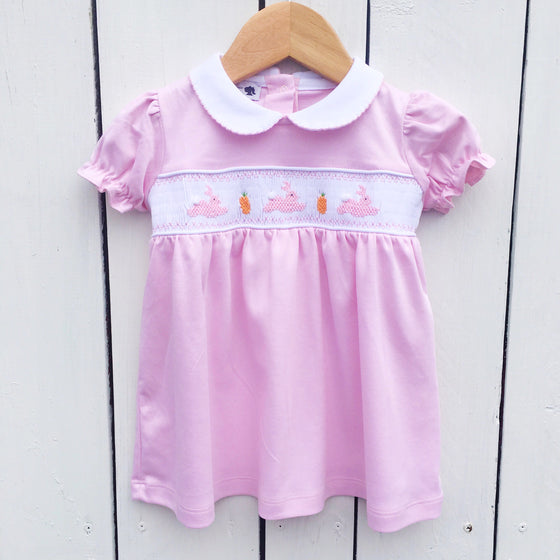 Infant Baby Girl Pima Cotton Smocked Bunny Dress Set Peruvian Cotton