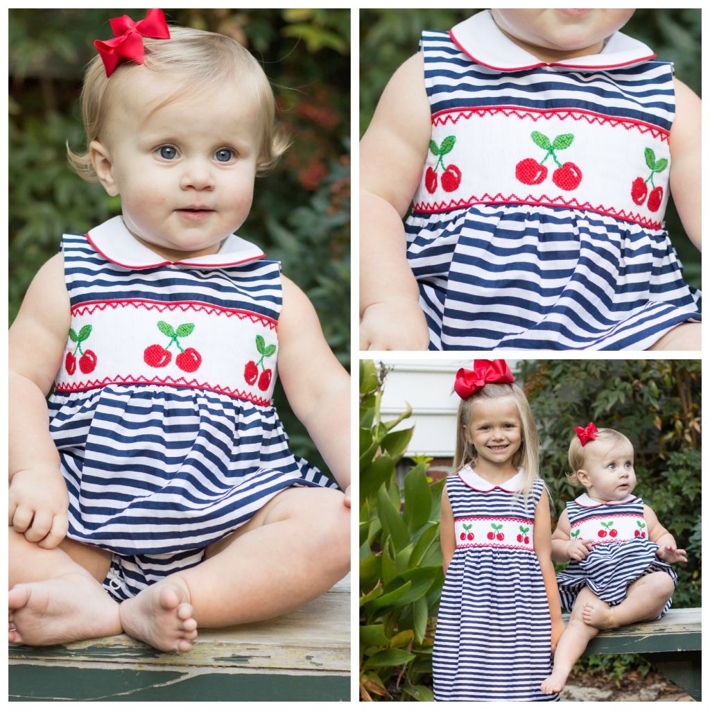 Baby Toddler Girls Smocked Cherry Bubble