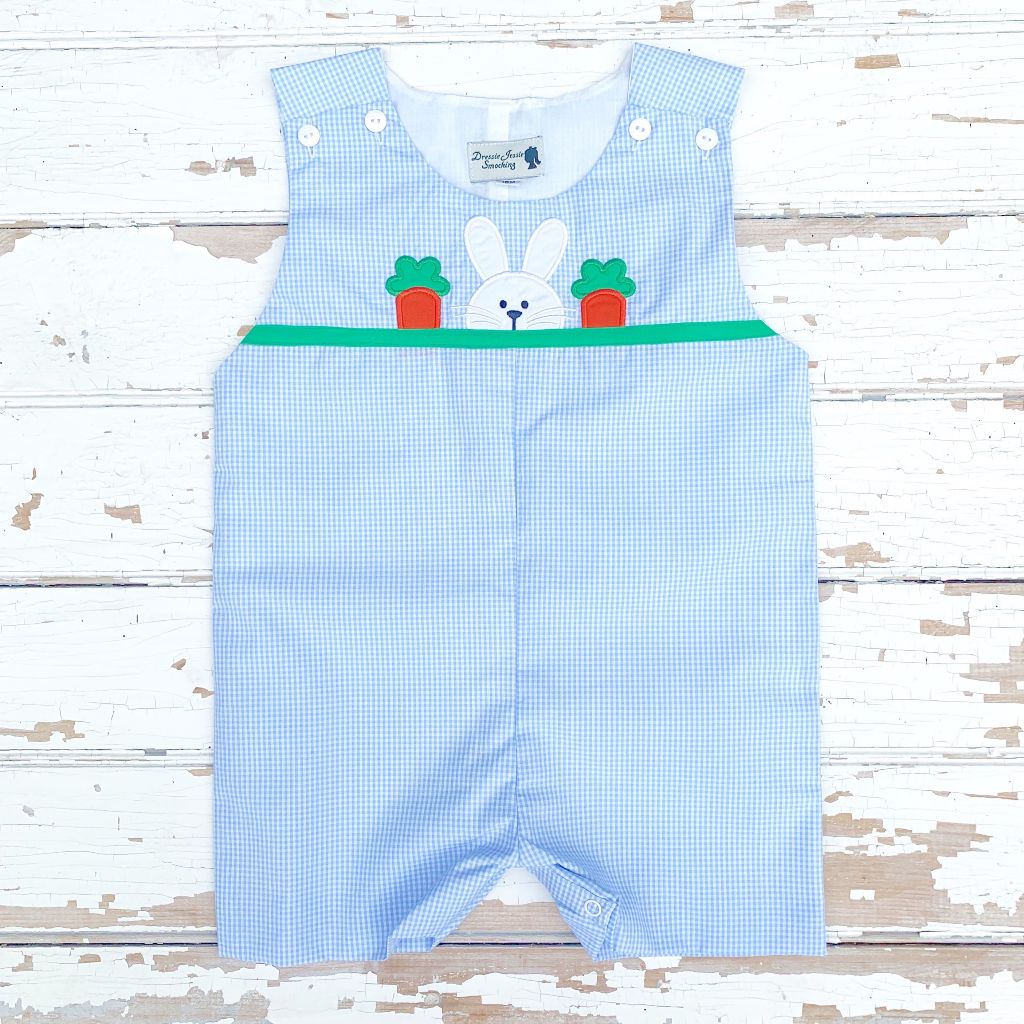 Infant Baby Toddler Easter Bunny Applique Shortall Jon Jon