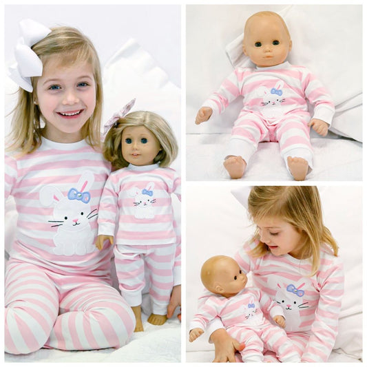 American Girl Doll Clothes Bitty Baby Clothing Easter Pajamas Matching Set