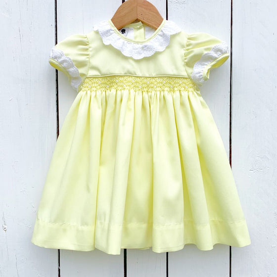 Girls Yellow Smocked Dress