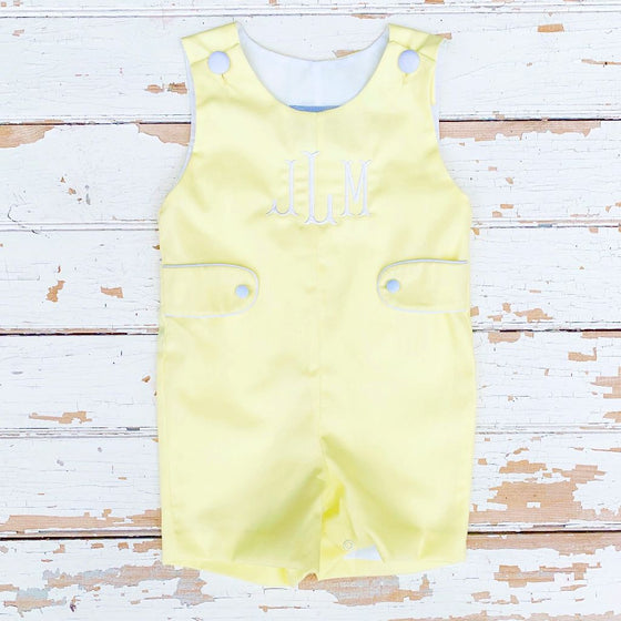 Baby Boys Monogrammed Jon Jon Yellow Shortall