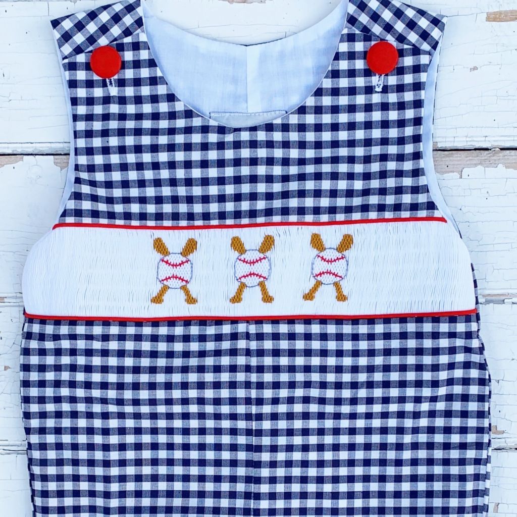 Smocked Baseball Shortall Jon-Jon Boys Outfit Clothing