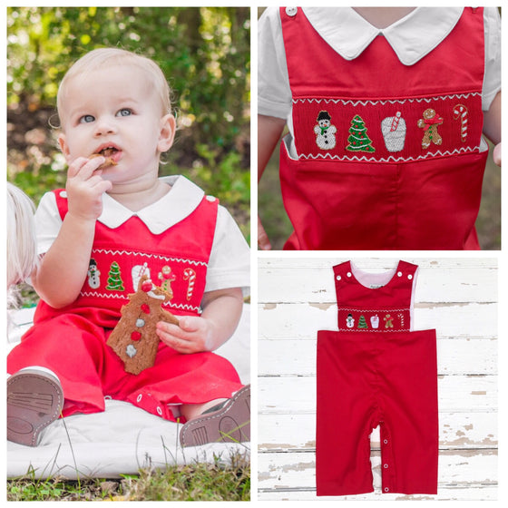 Santa's Milk and Cookies Smocked Christmas Longall