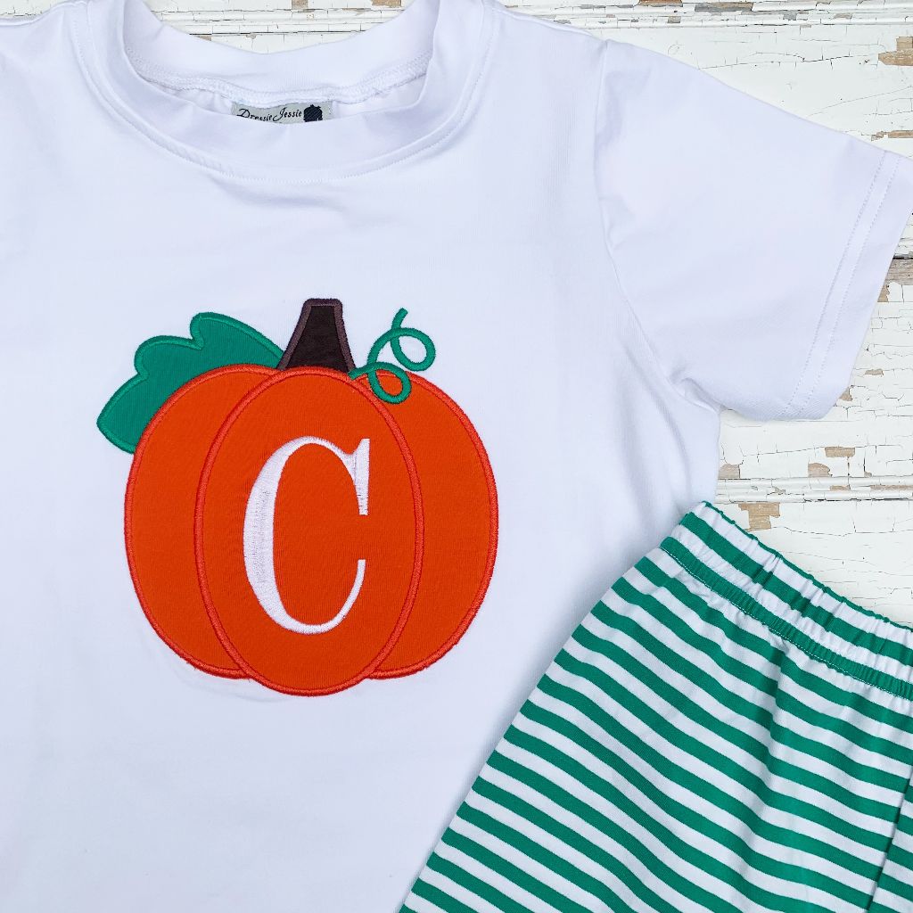 Pumpkin Appliqué Knit Short Set
