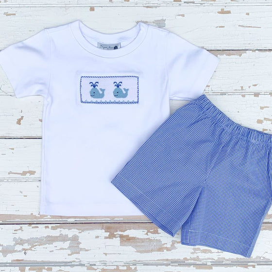 Boys Smocked Whale Shirt and Shorts Outfit Set