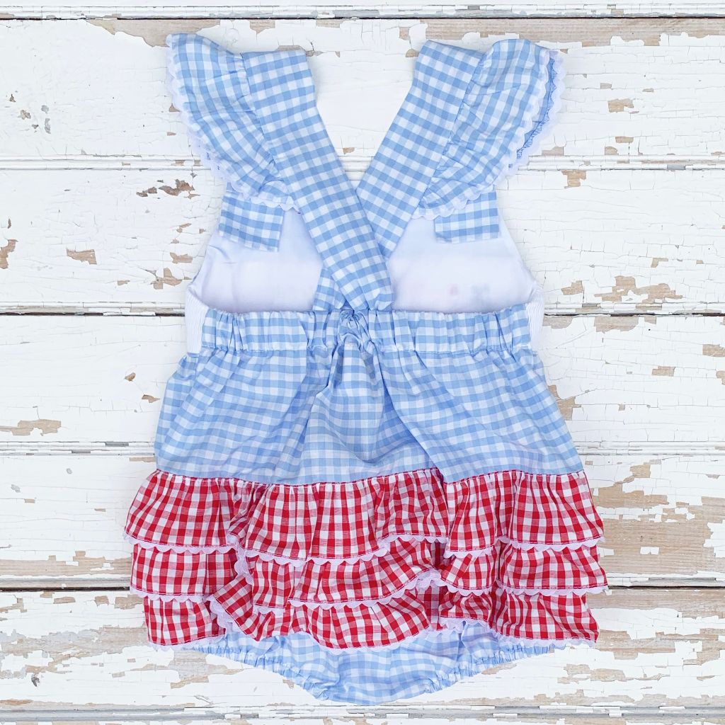 Girls Red White and Blue Ruffled Bubble