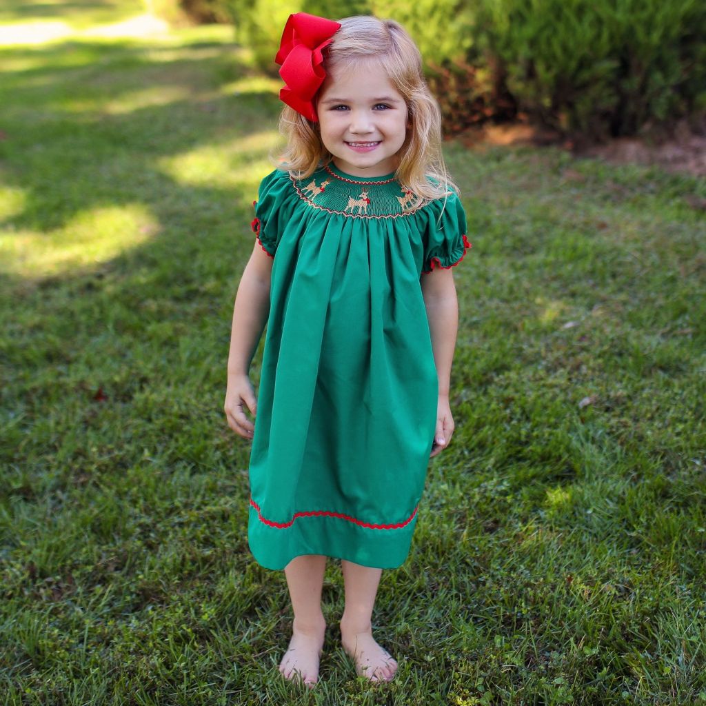 White smocked on sale christmas dress