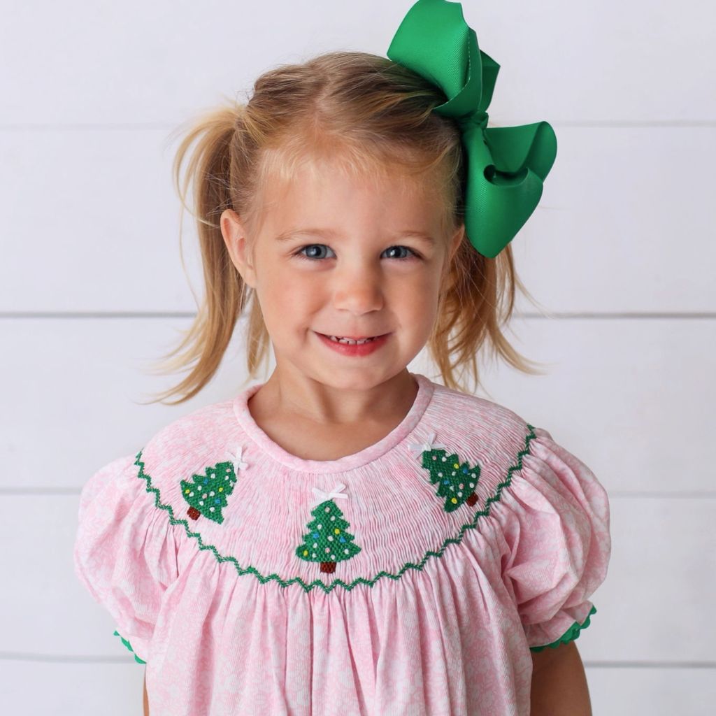 Girls Smocked Christmas Tree Outfit