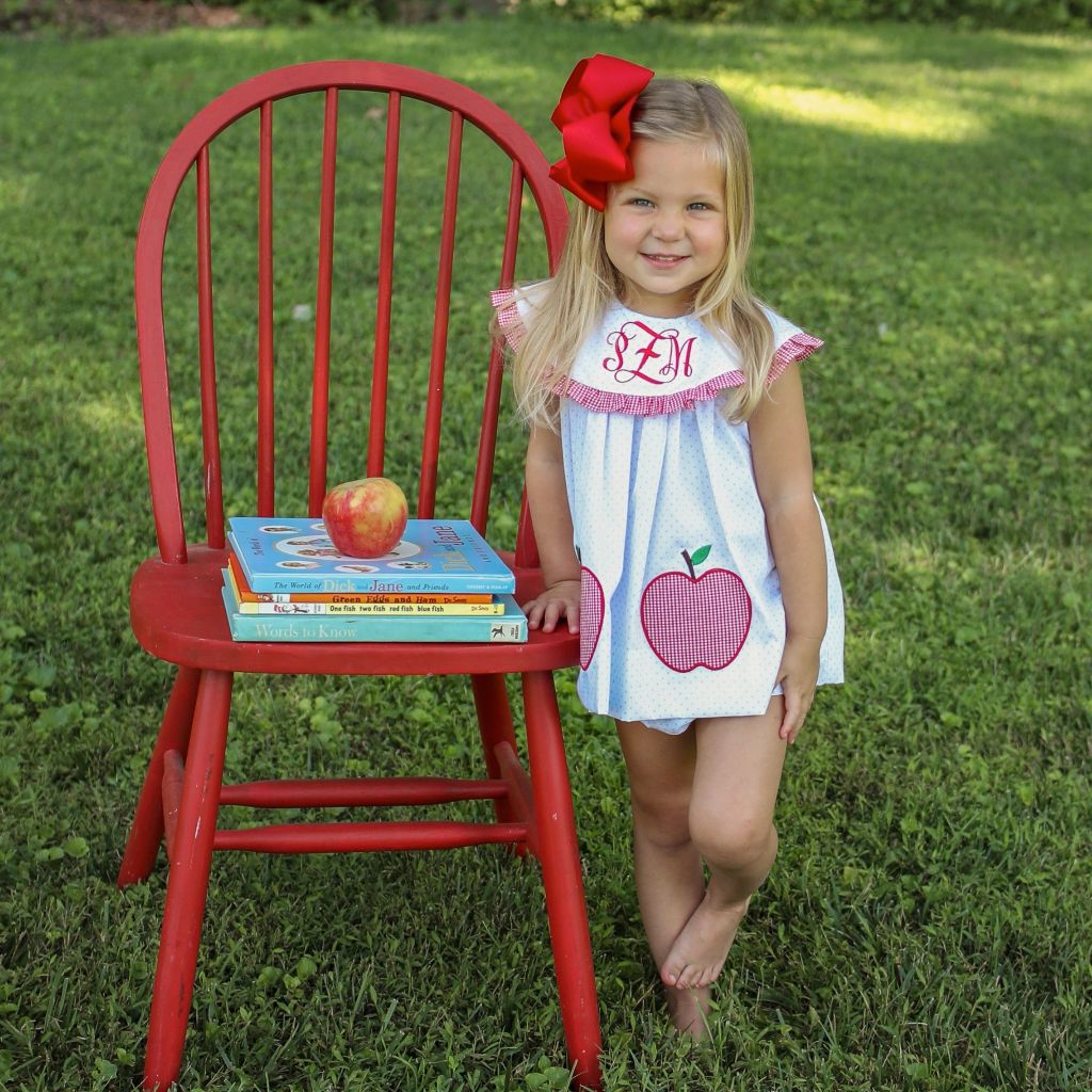 Little Toddler Girls Back To School Apple Outfit