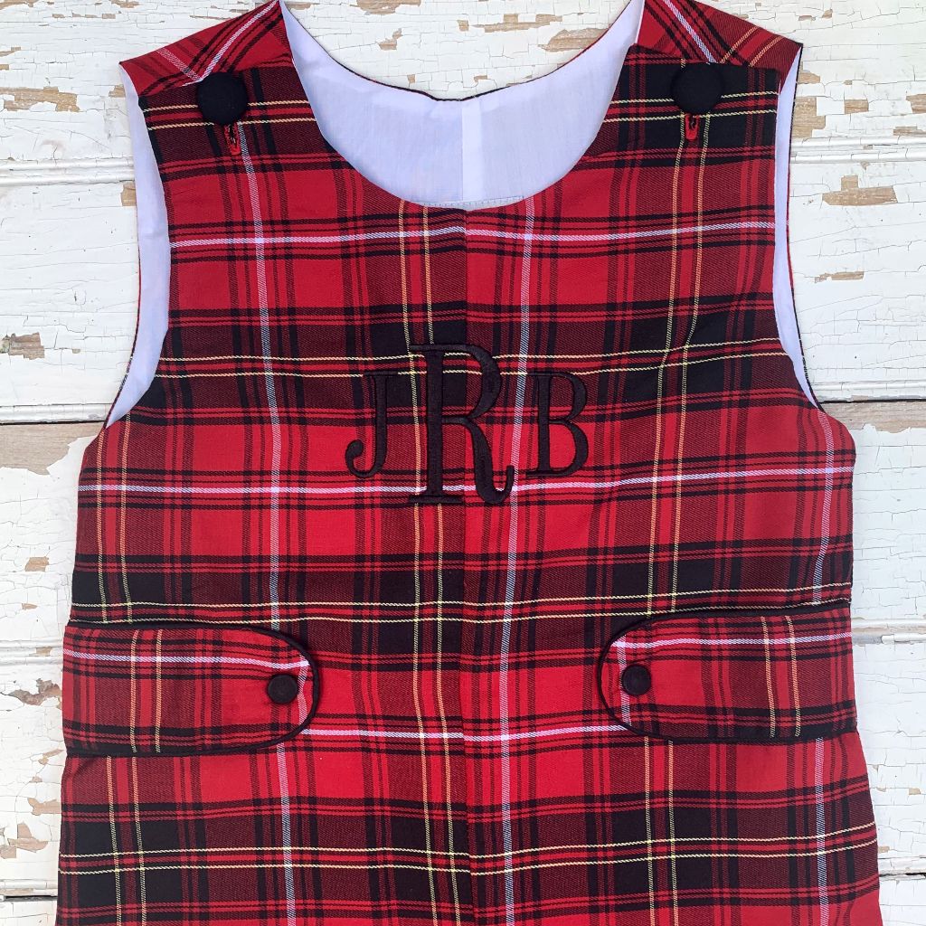 Baby Toddler Boys Jon Jon Christmas Plaid Monogram