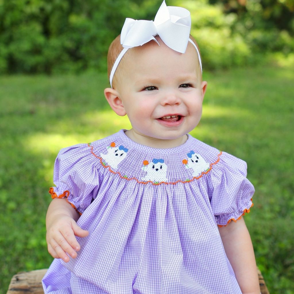 Baby Toddler Girls Smocked Ghost Bubble Romper